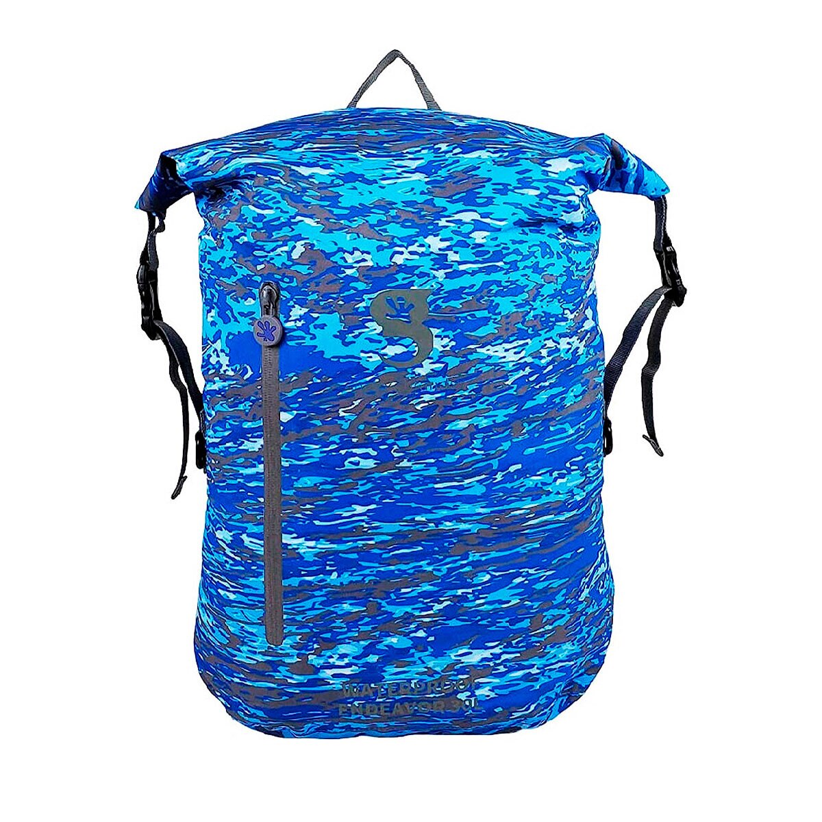 GeckoBrands, Mochila Impermeable Ligera, Color Azul Camuflaje