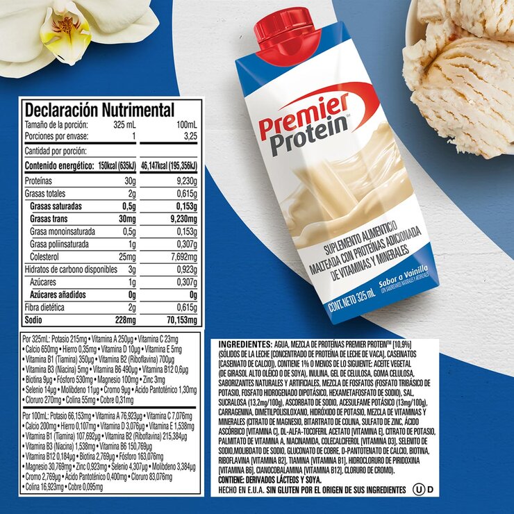 Premier Protein Bebida con Proteína sabor Vainilla 18 Envases de 325 ml