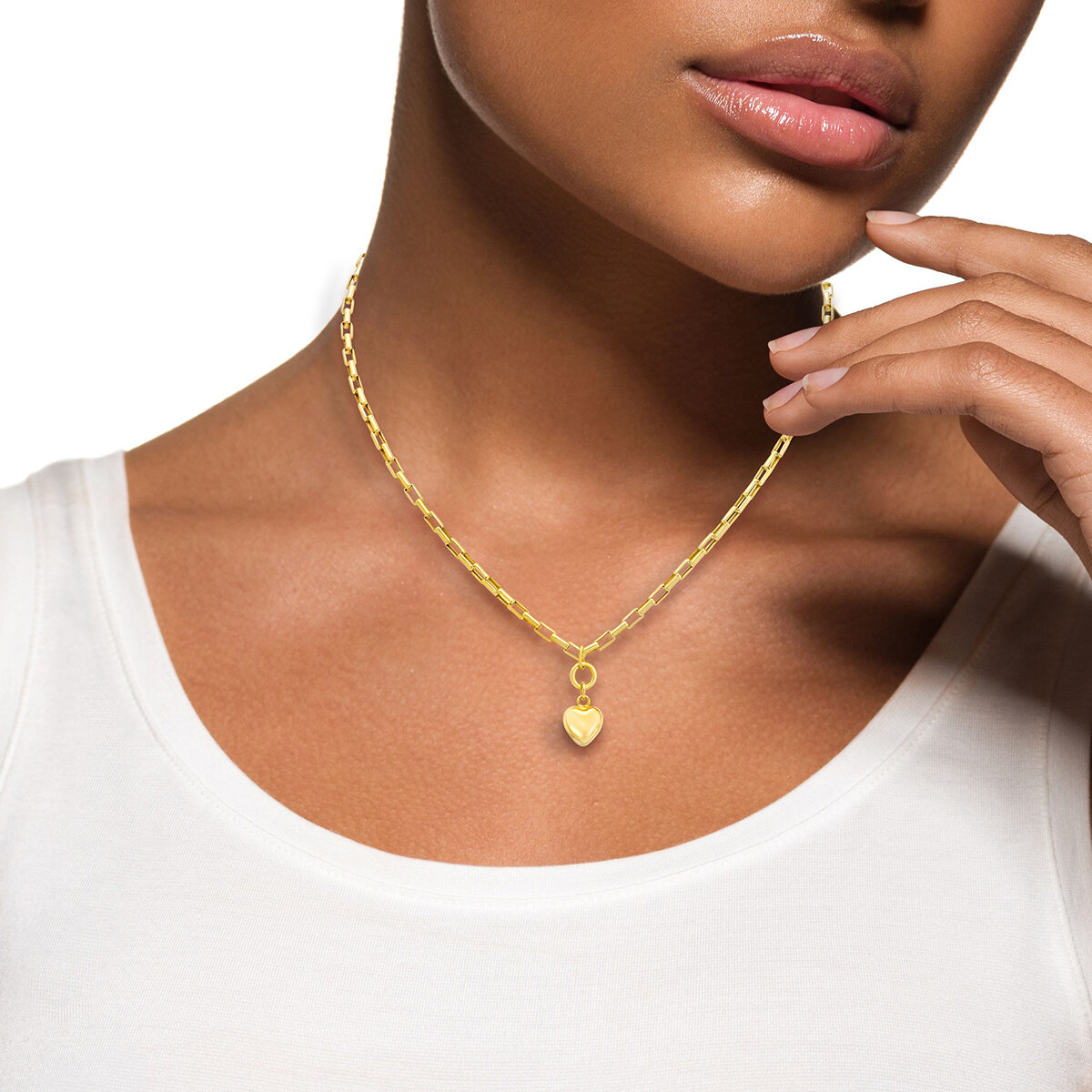Collar con Dije de Corazón, Roro Amarillo 14k Collar con Dije de Corazón, Roro Amarillo 14k