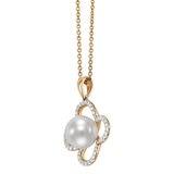 Dije de Perla Cultivada, 8-8.5mm, Con Diamantes .19ctw, Oro Amarillo de 14K