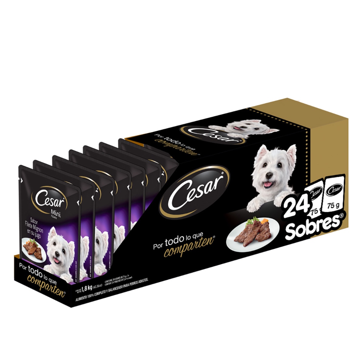 Cesar Alimento Húmedo para Perro Sabor Filete Mignon 24 pzas de 75g