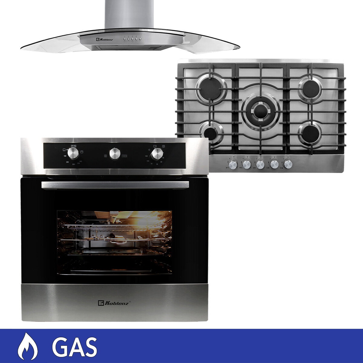 Koblenz Combo Campana 90 cm Parrilla 75 cm y Horno de Gas