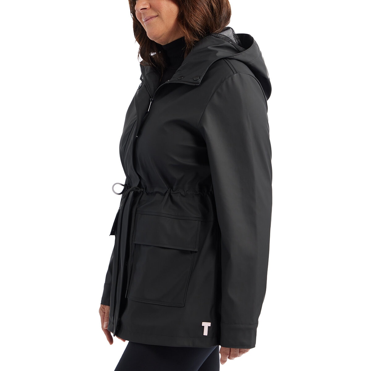 Teddi Rose Chamarra impermeable para Dama Negro Mediana