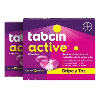 Tabcin Active, 2 Cajas con 12 Cápsulas c/u