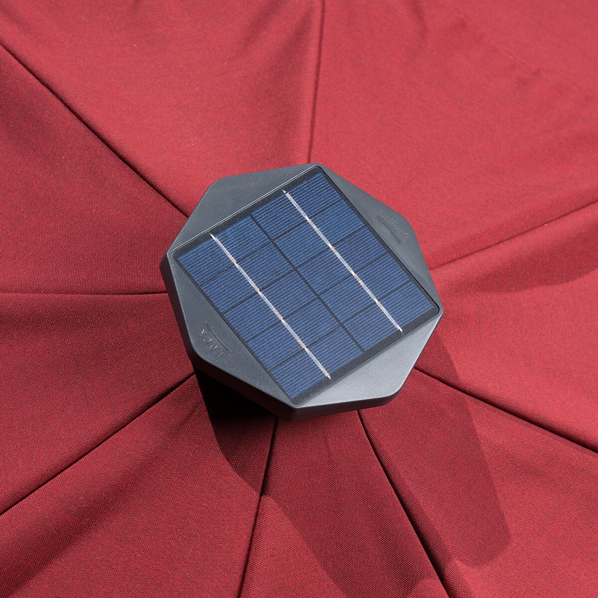 SunVilla, Sombrilla Redonda de 3m con Luz Solar LED, Color Rojo