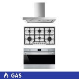 Smeg Combo de Campana de 90cm + Parrilla de Gas de 6 Quemadores + Horno de Gas de 90cm Smeg Combo de Campana de 90cm + Parrilla de Gas de 6 Quemadores + Horno de Gas de 90cm