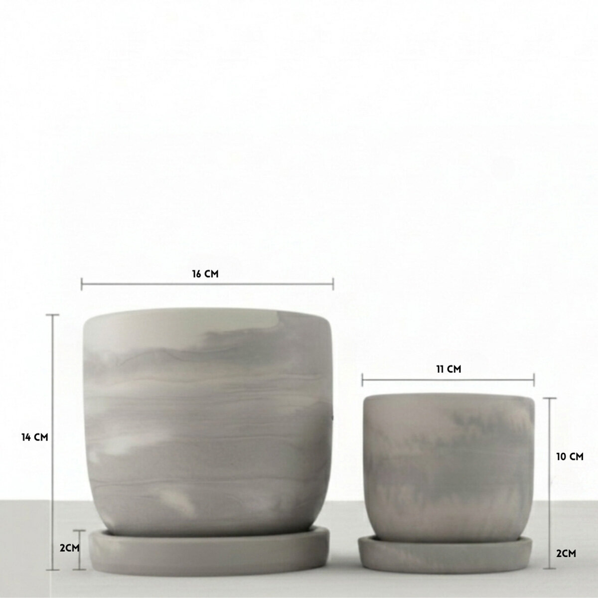 Zuccu Design, Tulip Marmoleada Macetas de Concreto, 2 piezas