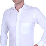 Emporio Colombo, Camisa de Lino para Caballero Corte Slim/Regular en Varias Tallas, Color Blanco