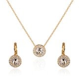 Mayfer, Juego Dorado de Arete y Collar con Dije, con Cristal Austríaco