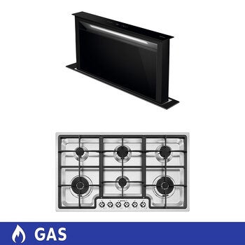 Smeg Combo de Parrilla de 6 Quemadores de Gas + Campana de 90cm Smeg Combo de Parrilla de 6 Quemadores de Gas + Campana de 90cm