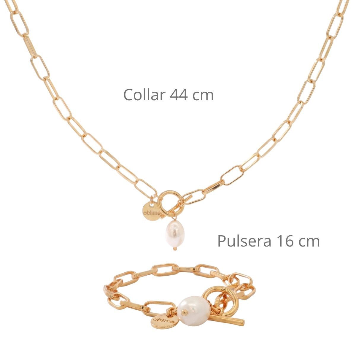 Mayfer, Juego Dorado de Eslabones de Pulsera y Collar Mayfer, Juego Dorado de Eslabones de Pulsera y Collar