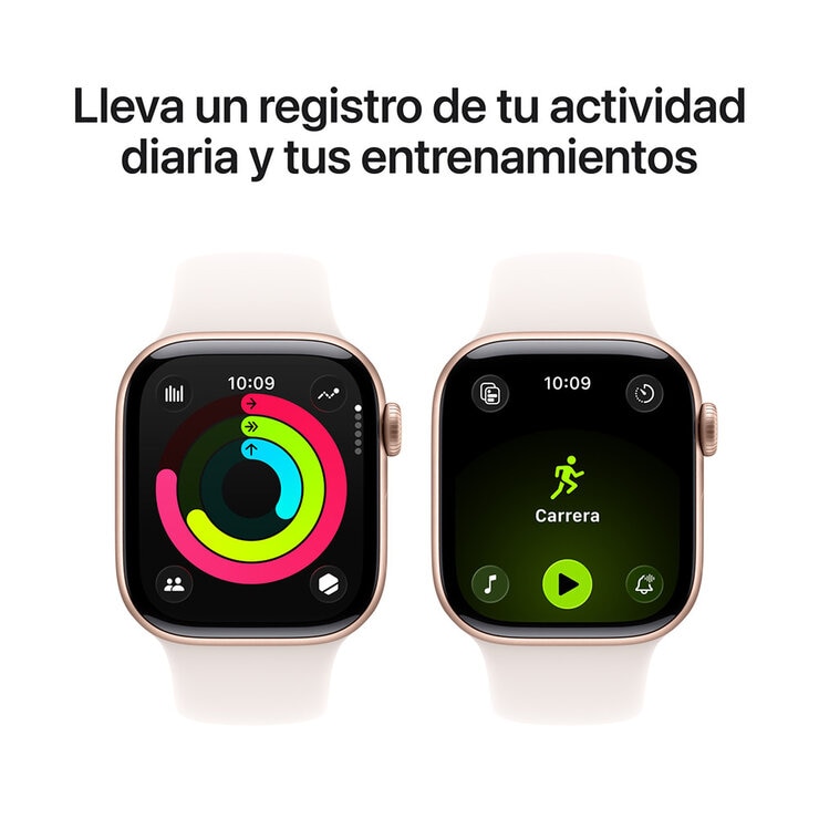 Apple Watch Series 11 (GPS + Celular) 42mm Aluminio Oro Rosa + Correa Deportiva Rubor Claro - Talla S/M