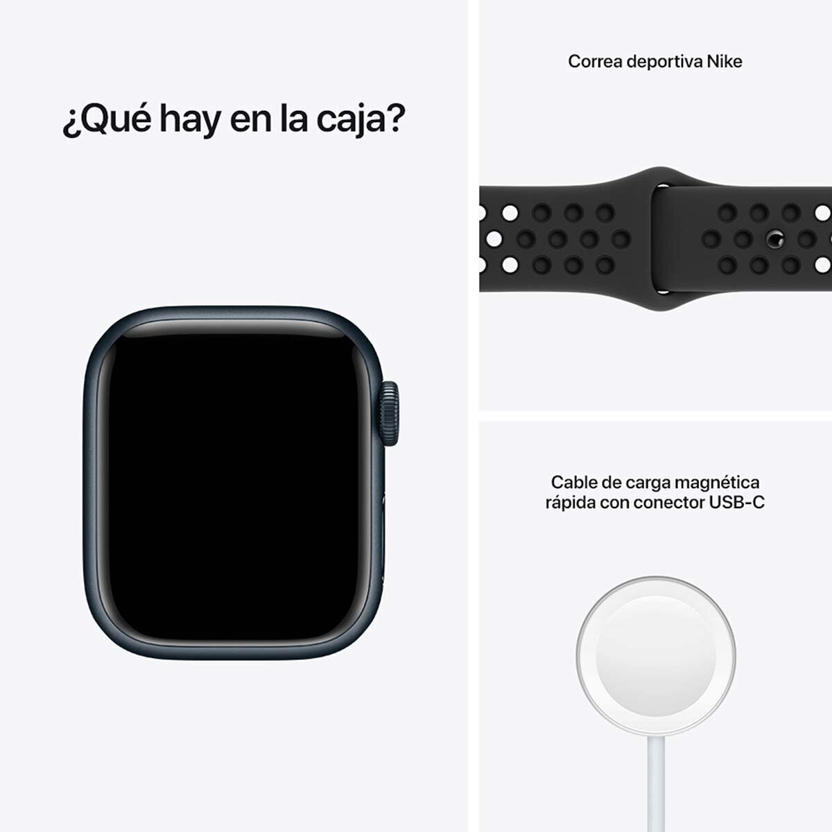 Apple Watch Nike S7 (GPS) Caja de aluminio medianoche 41mm con correa deportiva antracita/negra