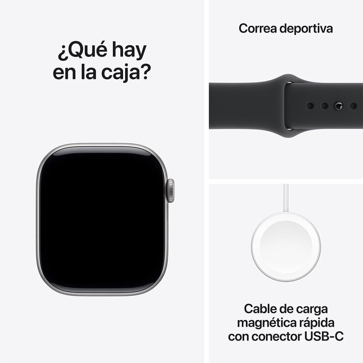 Apple Watch Series 11 (GPS) 46mm Aluminio Gris Espacial + Correa Deportiva Negra - Talla M/L