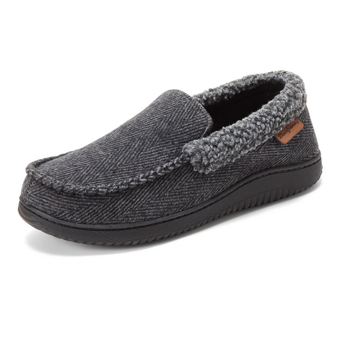 Dearfoams Pantuflas para Caballero Negro Grande