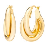 Aretes, Arracadas de Doble Fila, Oro Amarillo 14K