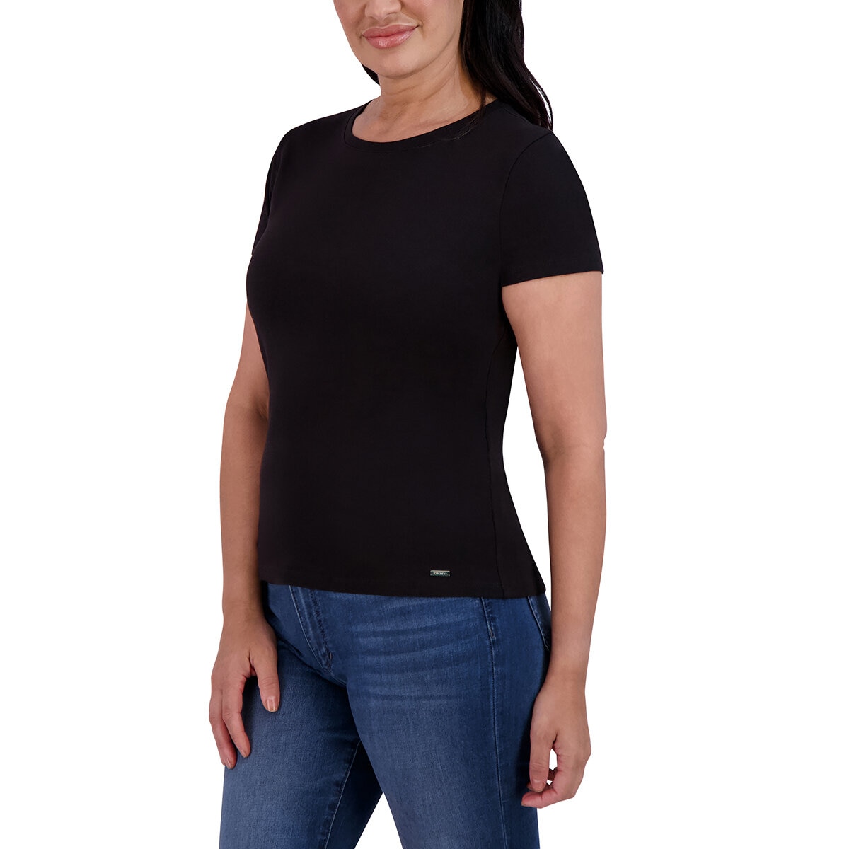 DKNY Playera para Dama Negro Extra Chica
