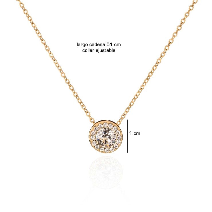 Mayfer, Juego Dorado de Arete y Collar con Dije, con Cristal Austríaco