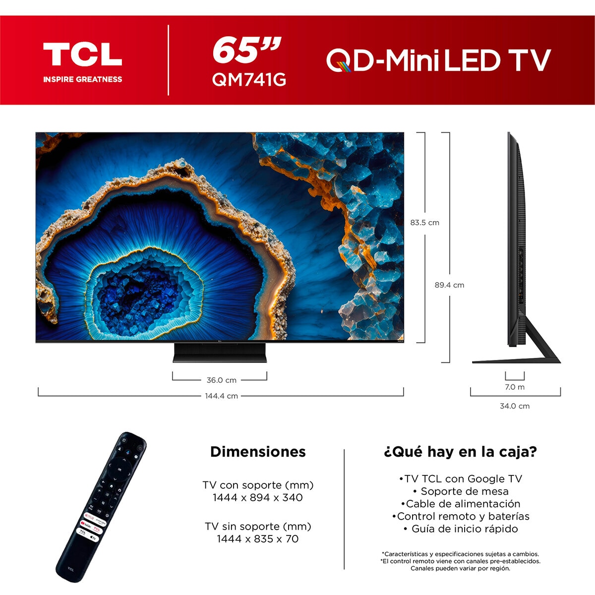 TCL Pantalla 65" 4K Miniled Google TV