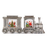 Tren Navideño con Nieve y Luces LED, Plata