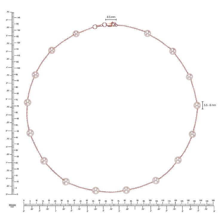 Collar de Perla Cultivada Agua Dulce, 43.18cm, Oro Rosa de 14K