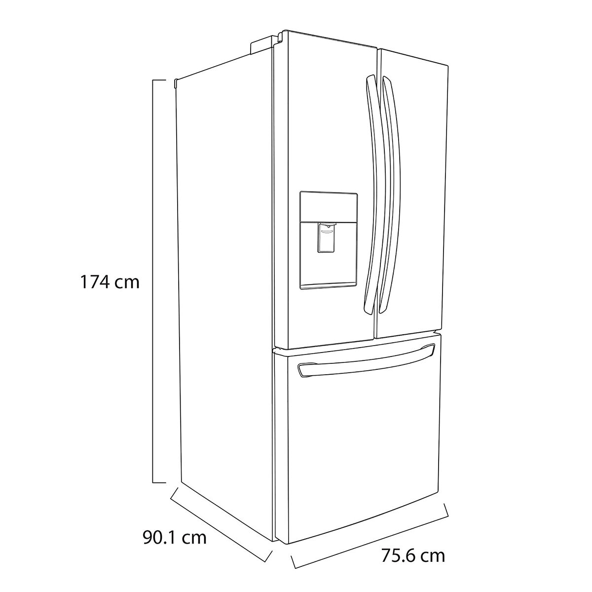 LG Refrigerador 22' French Door con Dispensador de agua