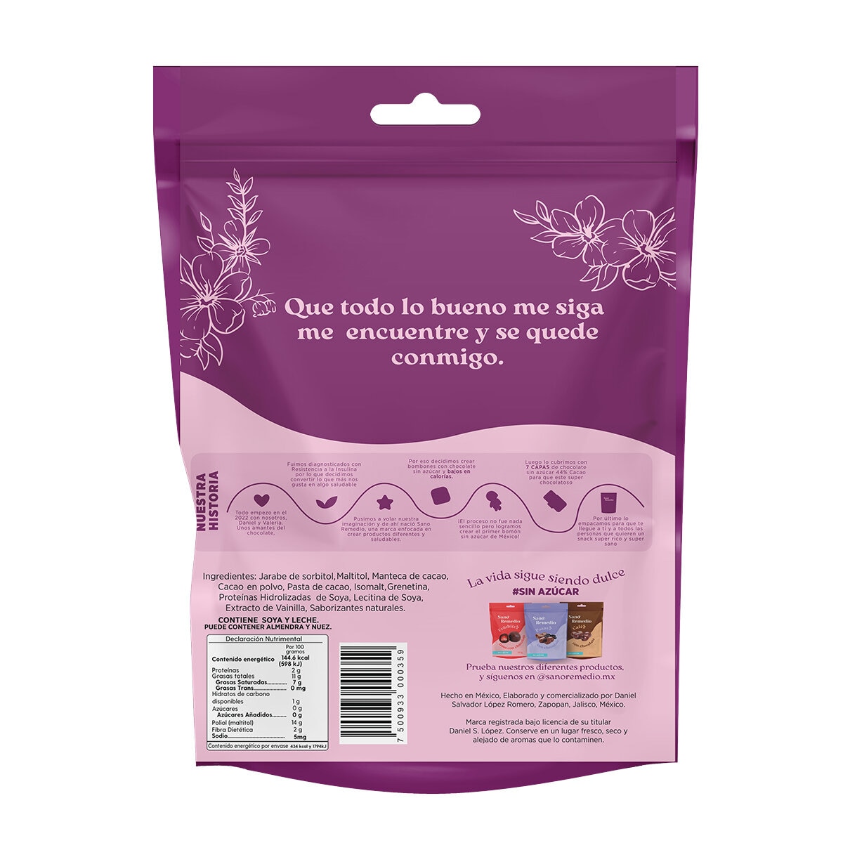 Sano Remedio Bombones Cubiertos de Chocolate sin Azúcar 300 g