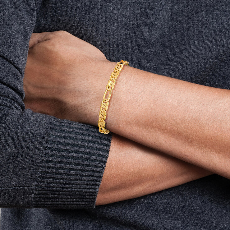 Pulsera, Eslabones Ojo de Pajaro Oro 14K Pulsera, Eslabones Ojo de Pajaro Oro 14K