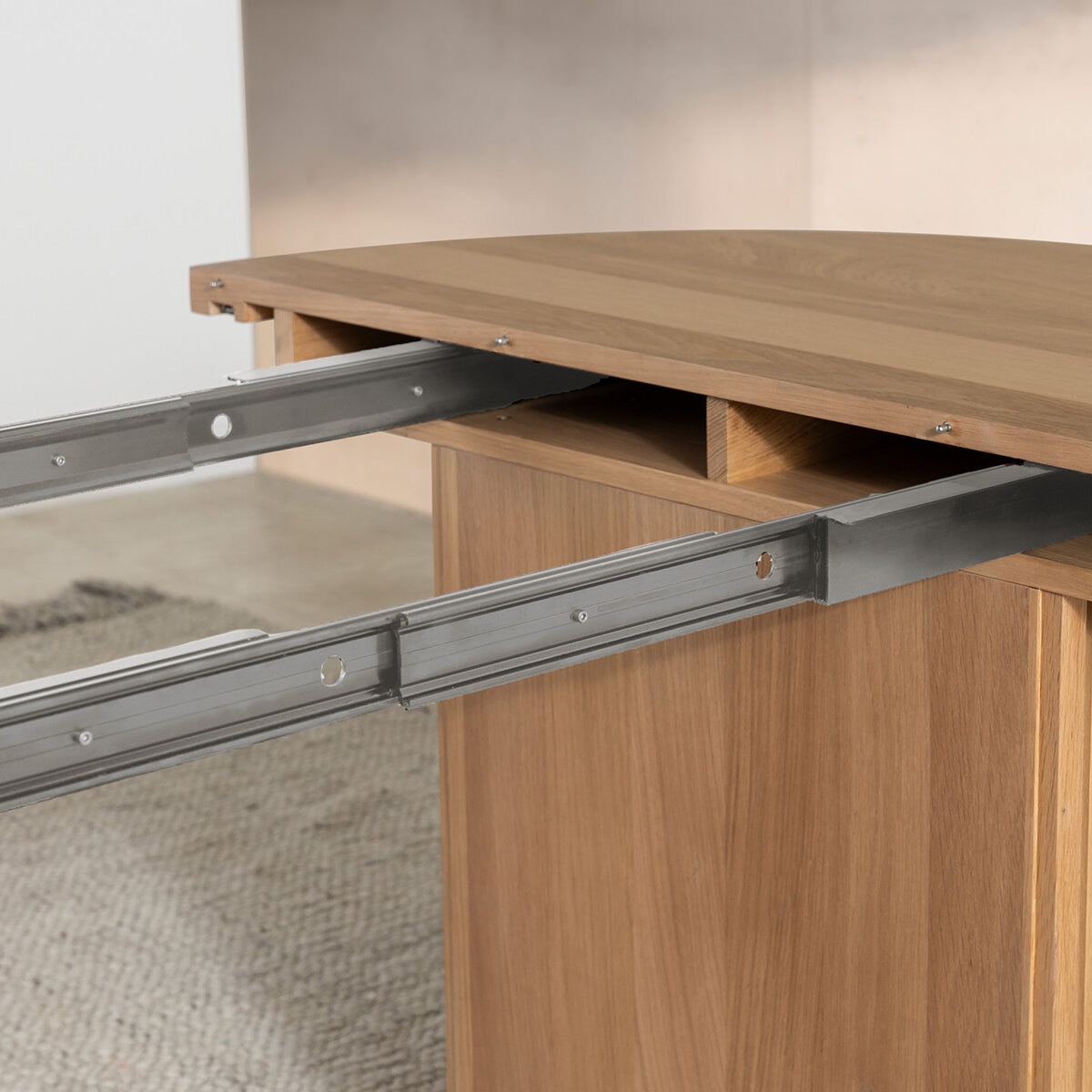 Transformer Table, Set de Comedor Redondo Expandible Capacidad de hasta 10 Personas, 100% Madera, Color Roble