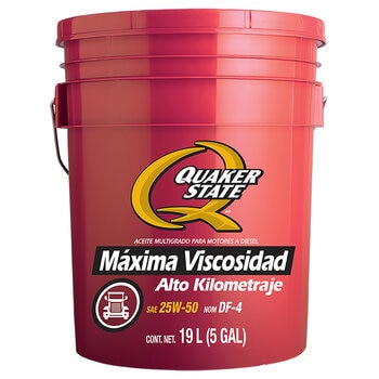 Quaker Aceite para motor a Diesel Alto Kilometraje SAE 25W50 Cubeta de 19L