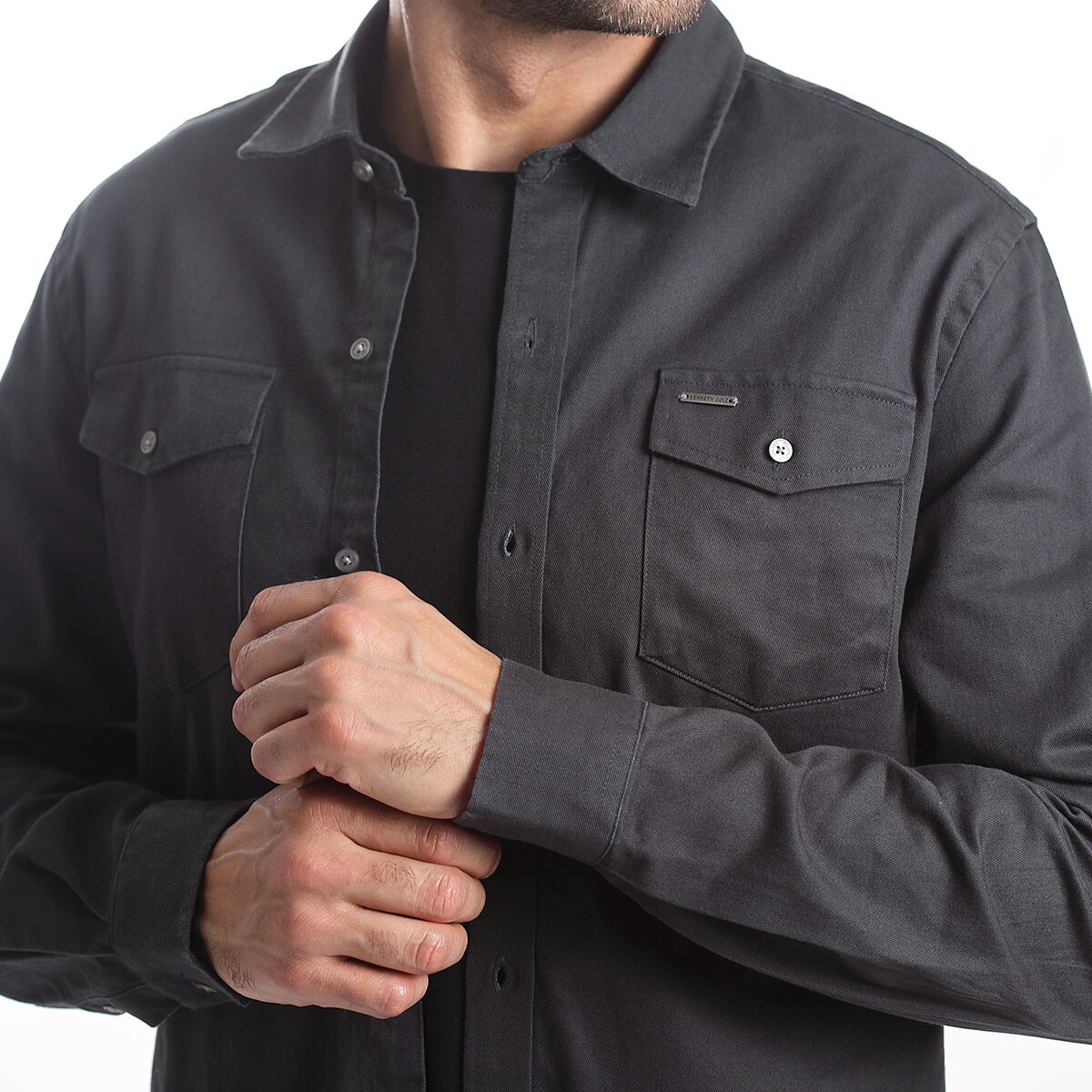 Kenneth Cole New York Sobre camisa para Caballero Verde Mediana