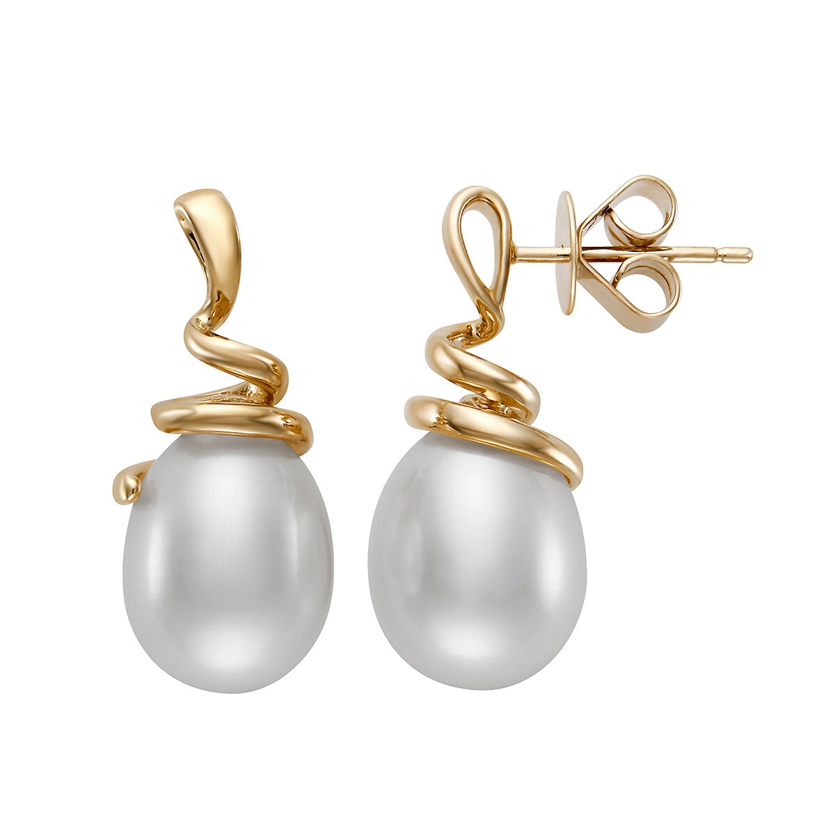 Aretes de Perlas Cultivadas, Oro Amarillo de 14K