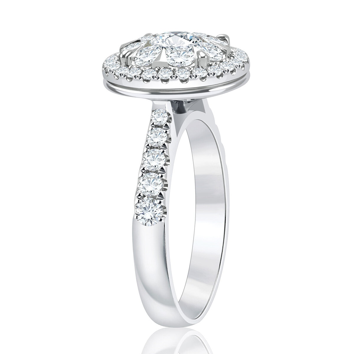 Anillo, Diamantes 1.60ctw, Oro Blanco 14K