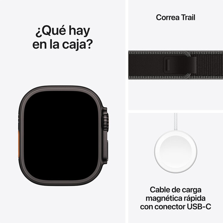 Apple Watch Ultra 3 (GPS + Celular) 49mm Titanio Negro + Correa Trail Negro Carbon - Talla M/L