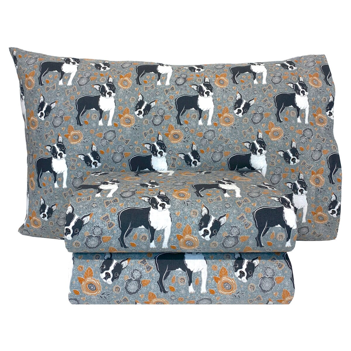 Flannel From Portugal, Juego de Sábanas de Franela, Tamaño Individual 3 piezas, Dogs