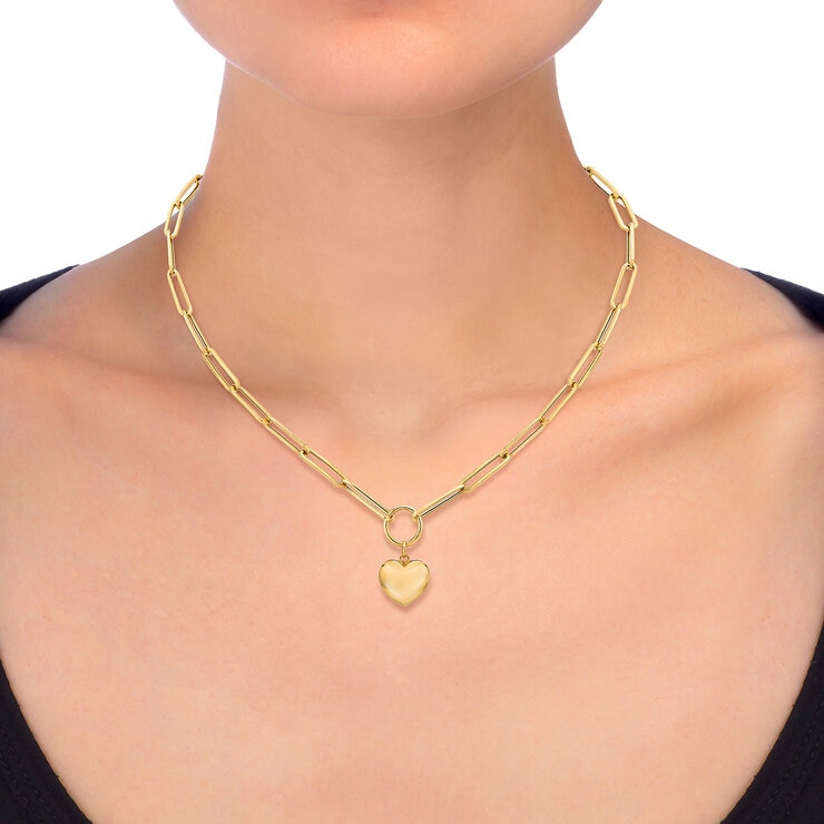 Collar, Corazón, Oro Amarillo de 14K Collar, Corazón, Oro Amarillo de 14K