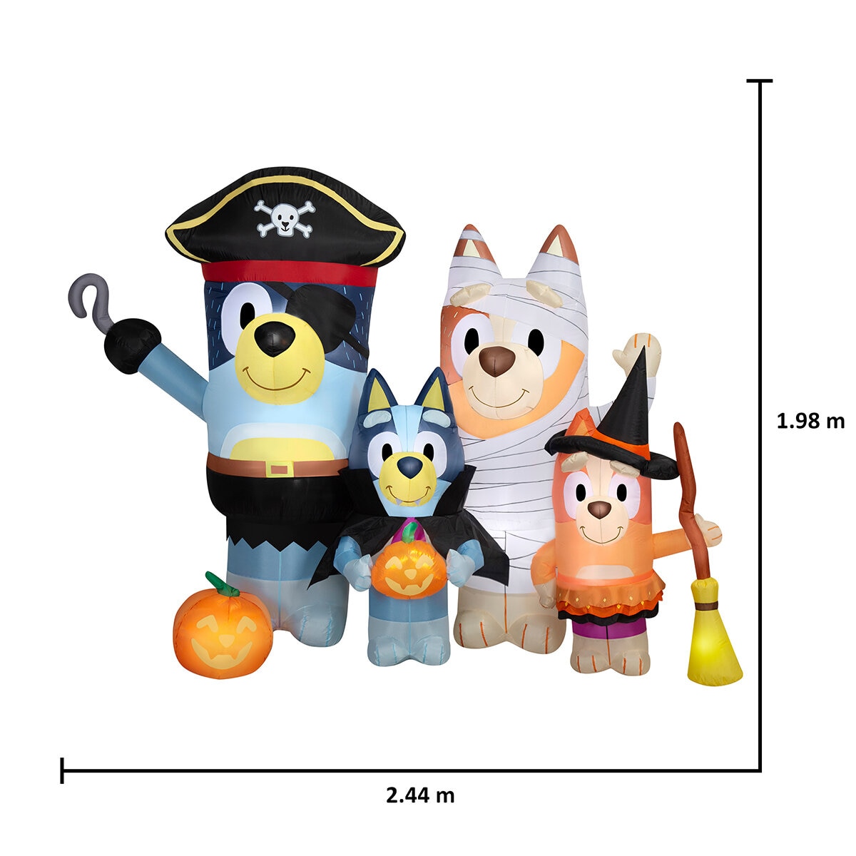Bluey y Familia Iluminada Inflable, 1.9 m