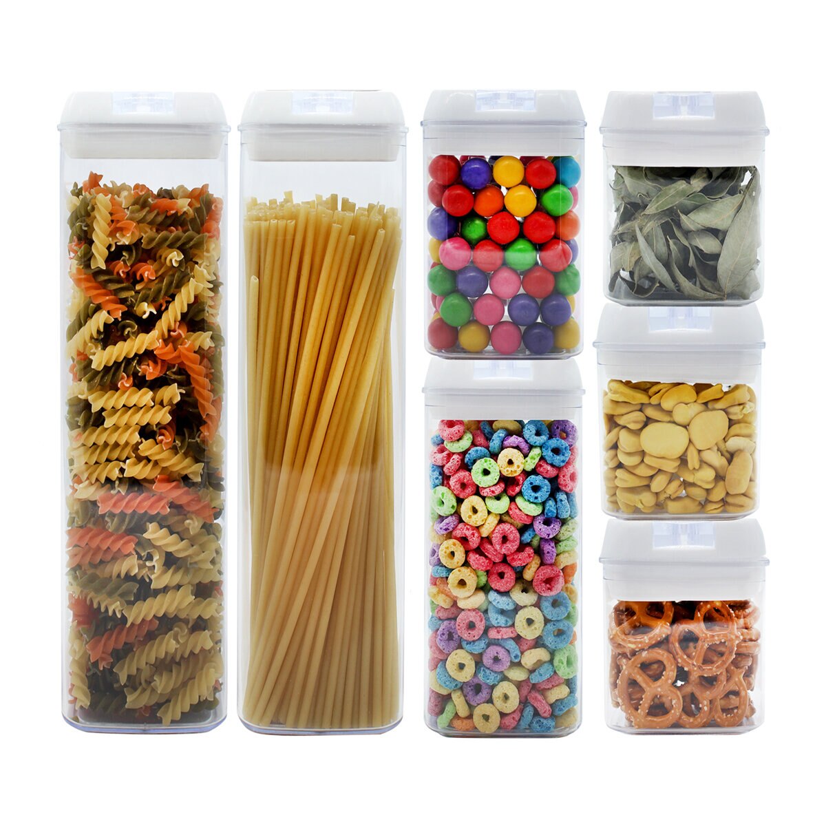 AG, Set de 7 contenedores para cocina con tapa hermética, Tapa Color Blanco