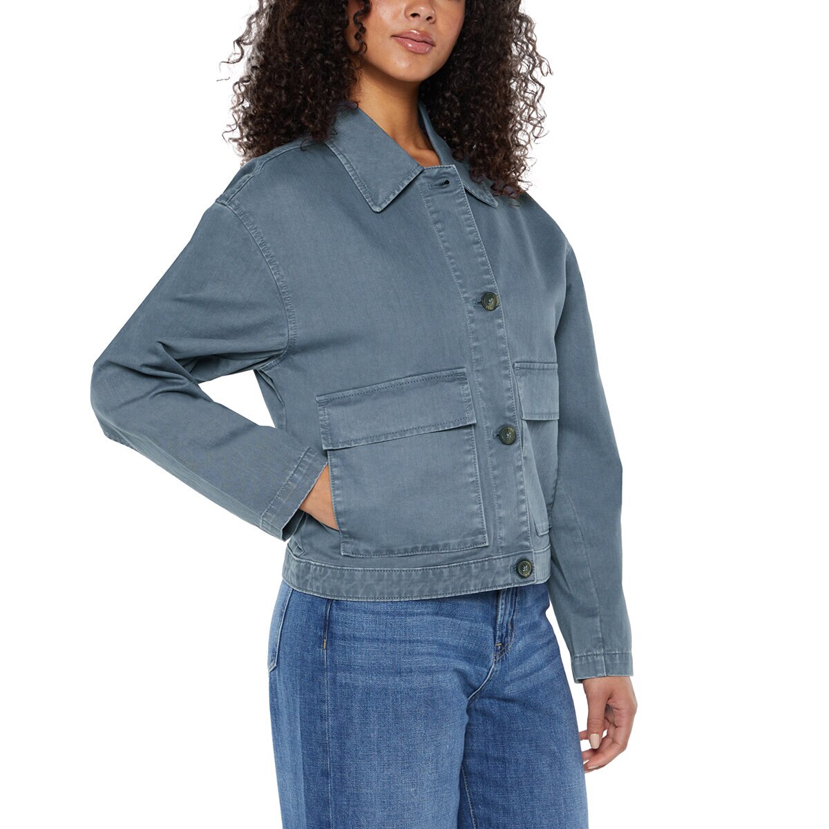 Three Dots Chamarra ligera para Dama Azul Extra Grande