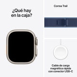 Apple Watch Ultra 3 (GPS + Celular) 49mm Titanio Natural + Correa Trail Azul / Azul Brillante - Talla M/L