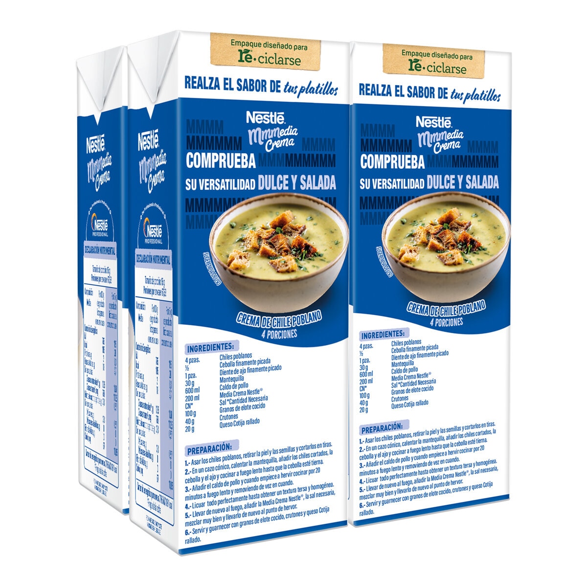 Nestle Media Crema 4 pzas de 1 l