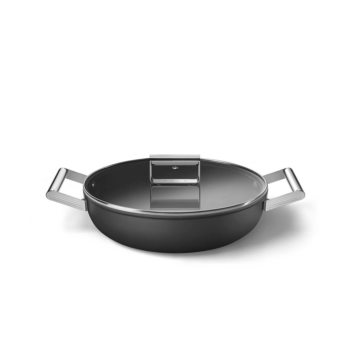 Smeg Cacerola de 28cm con Tapa de Cristal negro
