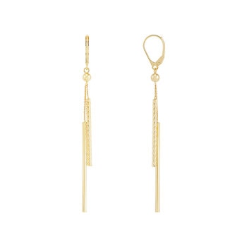 Aretes de Barra Colgantes, de Oro Amarillo de 14K