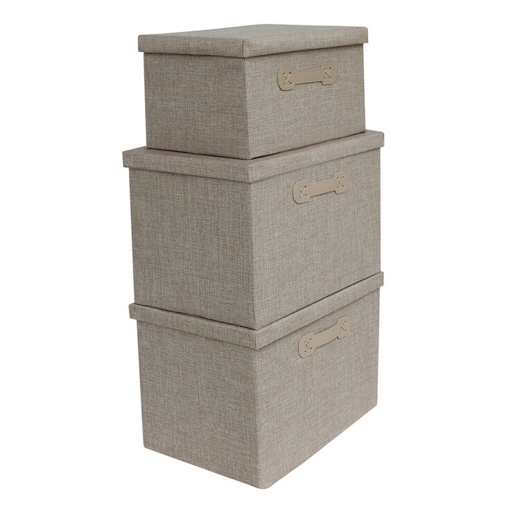 AG Box, Set de 3 Cajas de Almacenamiento Plegables para Armario, Café