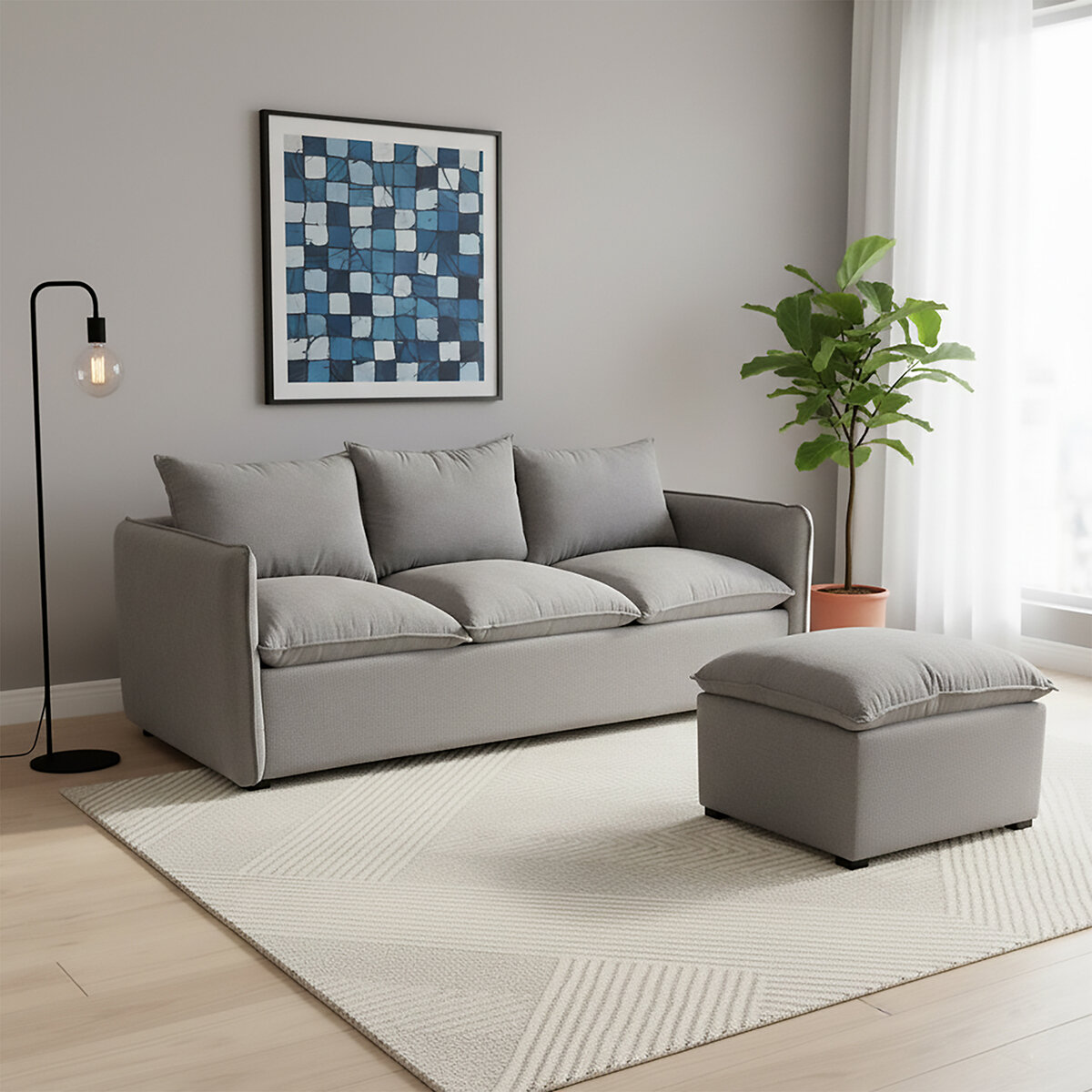 Montbrook Home, Grecia, Sofá Convertible con Otomano