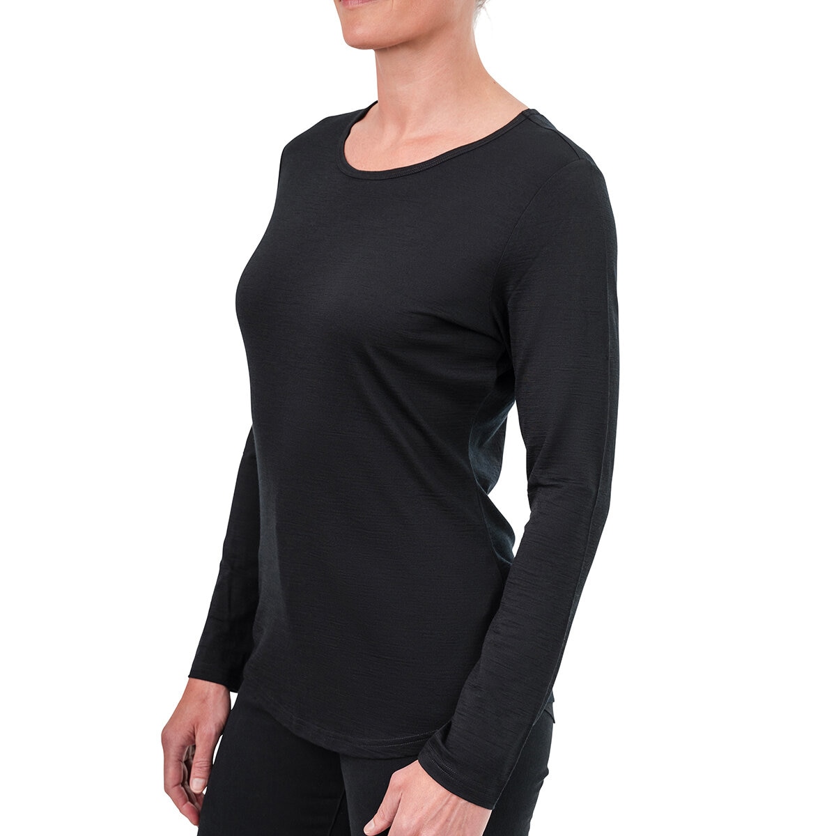 Seg'Ments Playera de Manga Larga y Cuello Redondo para Dama Negro Extra Extra Grande