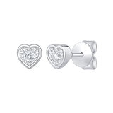 Aretes de Corazon de Diamantes 0.10ctw, Oro Blanco 14K
