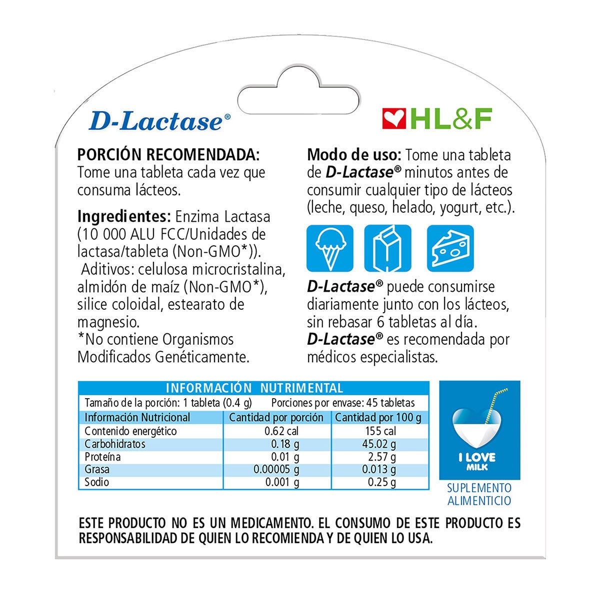 D-Lactase 0.4g 45 Tabletas