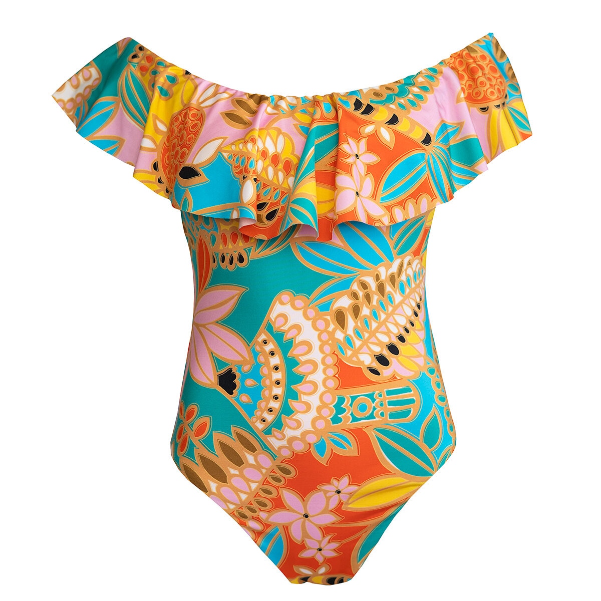 Alas de Sal, Traje de Baño Impreso con Olan, para Dama, Varias Tallas