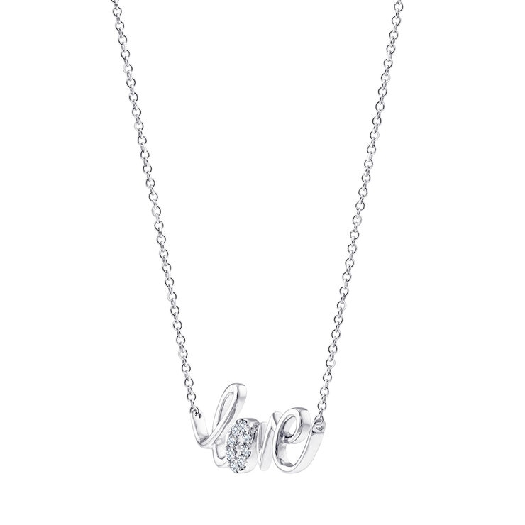 Dije de 'Love' de Diamantes, 0.05ctw, Oro Blanco 14K Dije de 'Love' de Diamantes, 0.05ctw, Oro Blanco 14K